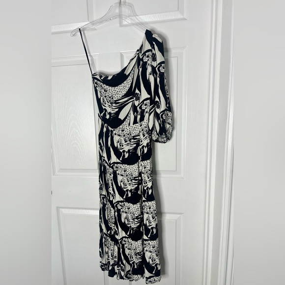 Reformation Persephone Print One Shoulder High Slit Midi Dress Sz 4 - Picture 2 of 14